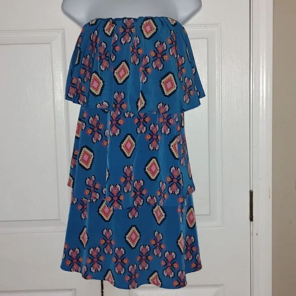 Peach Love Cream Aztec western boho off the shoulder dress Sz L NWOT